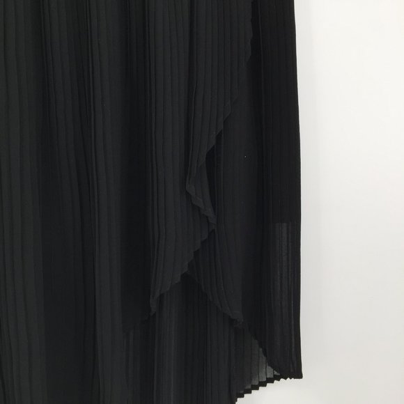 Kimchi Blue black sheer pleated high low faux wrap chiffon skirt XS - Picture 2 of 5